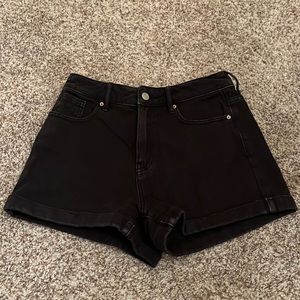 Black Denim Mom Shorts